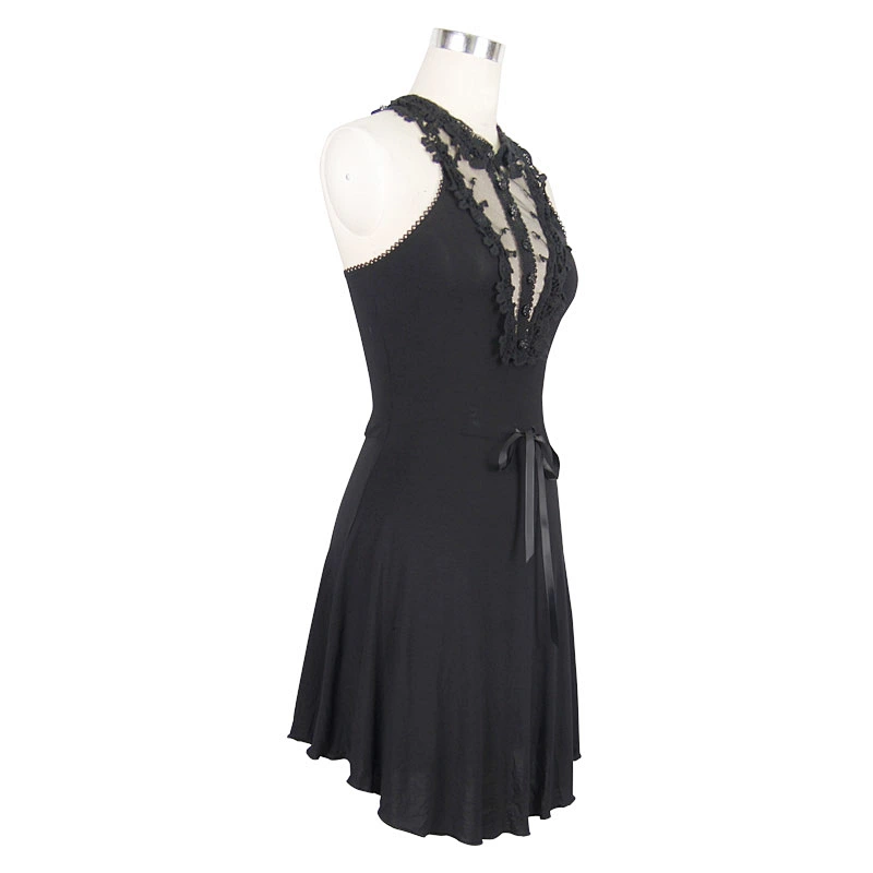 SKT023 everyday summer black rose sexy women sleeveless lace evening dresses