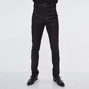 PT095 Devil fashion black Gothic wedding high waist slim fit jacquard western style men trousers