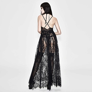 ESKT024S Eva lady women black backless see through lace gothic high waist night sexy lingerie