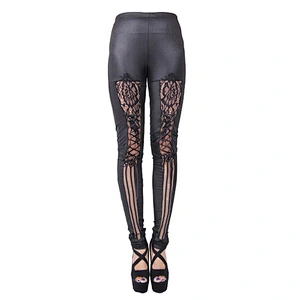 PT005 Devil fashion everyday Gothic sexy ladies striped lace bandage leather leggings