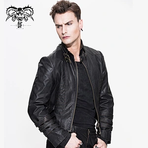 CT03602 Two way handsome men western fashion biker winter punk leather long coat