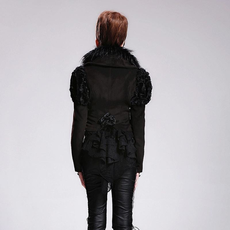CT012 Devil fashion winter Halloween embroidered women gothic short jackets with lace