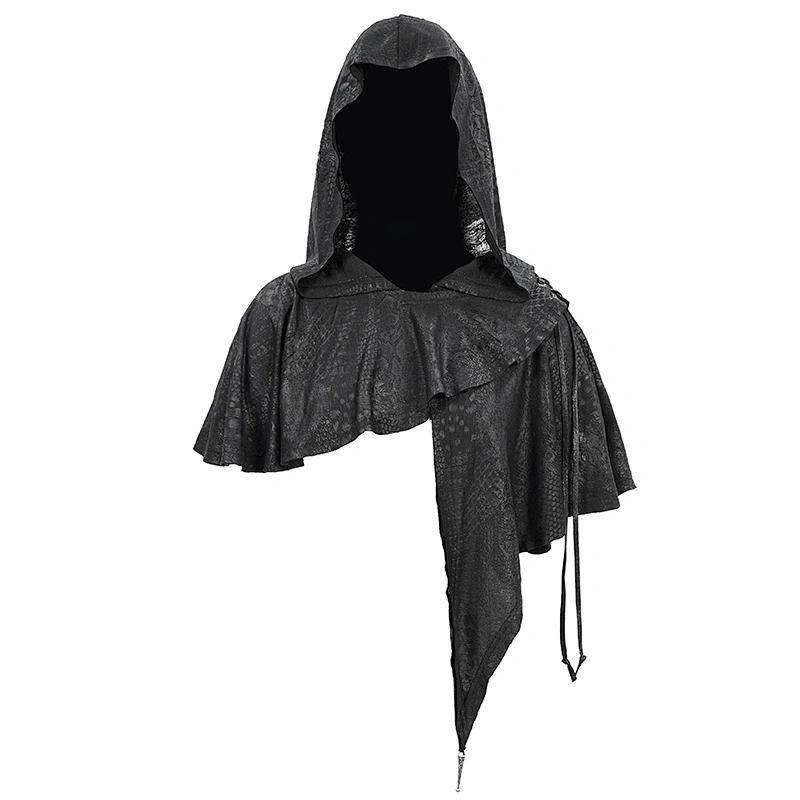 CA021 darkness thin ragged punk hooded women short cape with pendant
