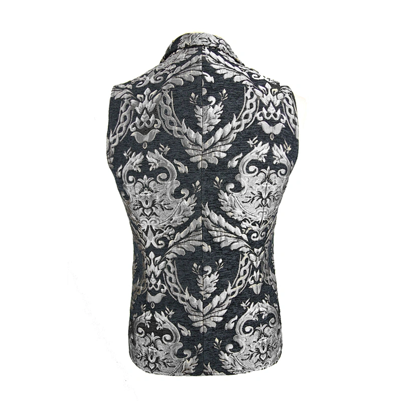 WT01302 movie shooting silvery gothic court patterned floral jacquard autumn men waistcoat