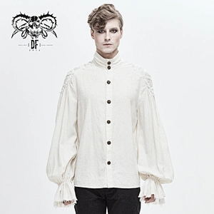 SHT04802 Devil fashion Steampunk dark grain big puff sleeve daily life men gothic white shirts