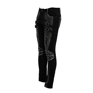 PT10401 Devil fashion silver cross patchwork steampunk men pants