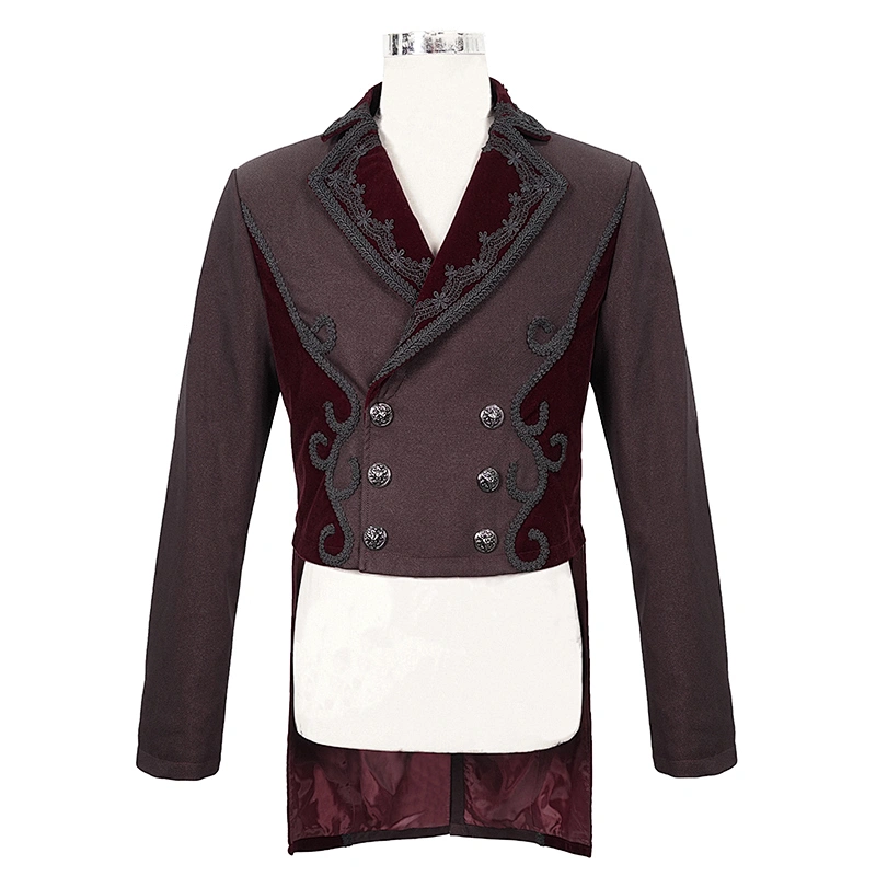 CT17402 Devil fashion double breasted Gothic party wine suit collar floral men coats