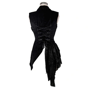 WT002 devil fashion classic women Gothic asymmetrical floral spiral lace up velvet waistcoat