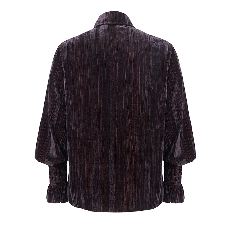 SHT062 Gothic party wine lantern sleeve flocking fitted men velveteen pullover shirts
