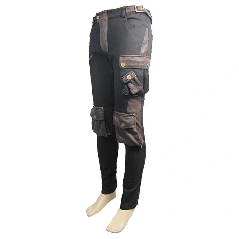 PT06702 Devil fashion biker brown bags metallic punk rock steampunk men trousers