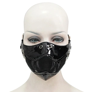 MK04601 Devil fashion fetish bright leather embroidery bucktooth punk mesh masks with big eyelets