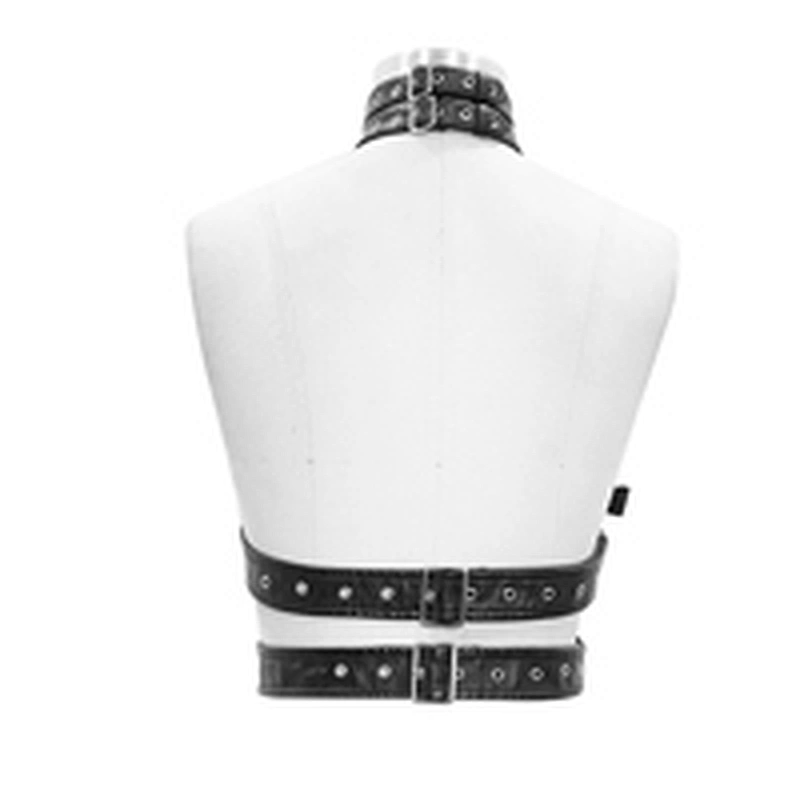 AS044 Devil fashion punk locomotive women leather chest body harness with 2 pockets