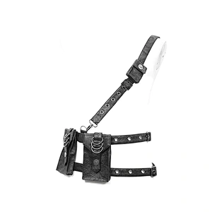 AS059 Devil fashion black men punk rock leather waistbag with straps