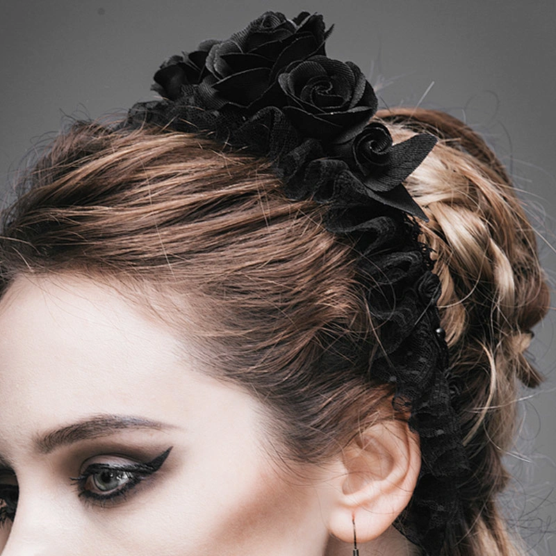 AS024 Devil fashion black rose cosplay hairband gothic festival costume hairband