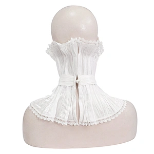 AS07602 gothic  festival noble palace retro white pleated mesh high collar for women and men