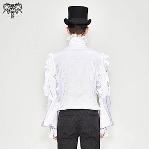 SHT03302 Devil fashion Gothic festival palace high collar Paisley ruffled men shirts with bow tie