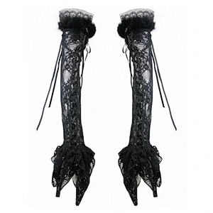 GE009 dancing party wool top sexy ladies Gothic bandage transparent rose lace gloves