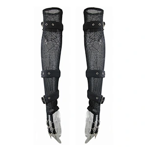 GE003 devil fashion transparent elastic spider web punk women black long gloves with loops