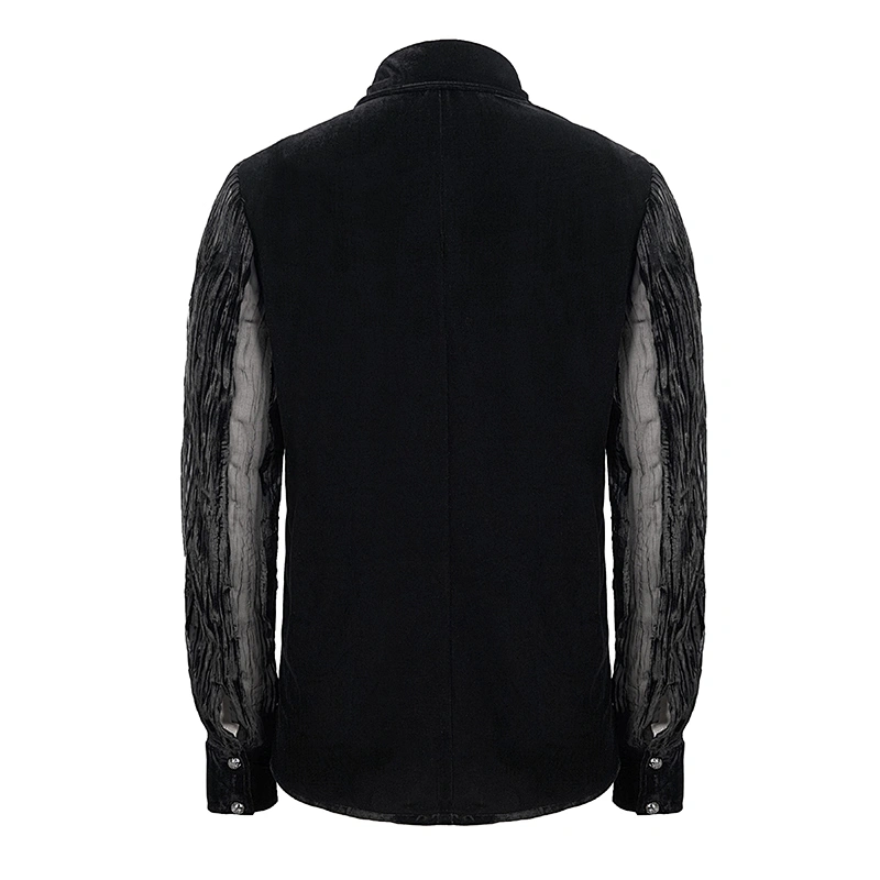 SHT063 Gothic Festival New Designs Irregular Striped Velvet Pleated Basic Style Slim Men Shirts