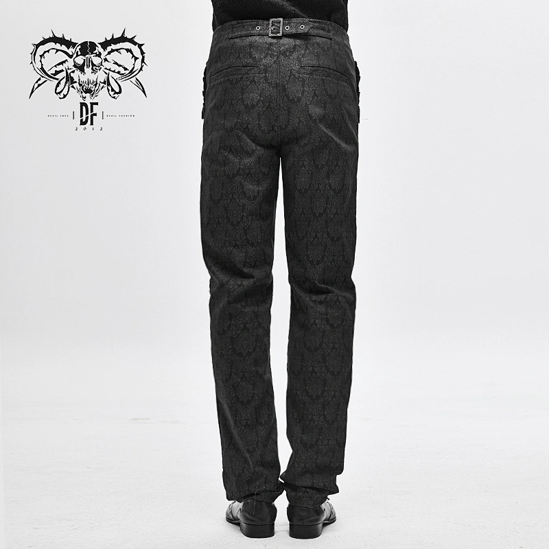PT116 Devil fashion chinese frog Gothic pattern printed men trousers with ribbons