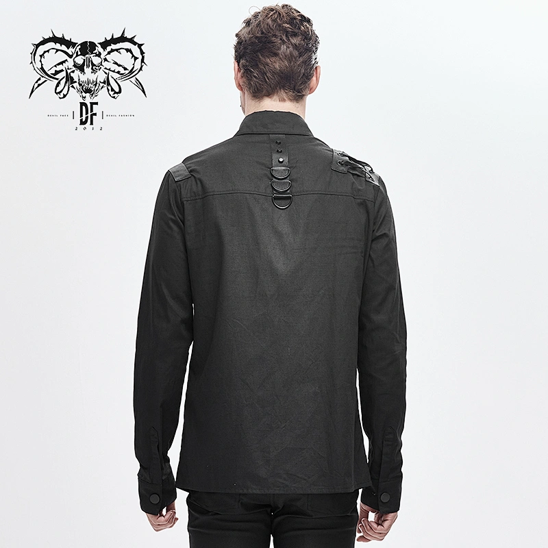 SHT045 Devil fashion daily life cyber punk darkness long sleeves metallic men shirts