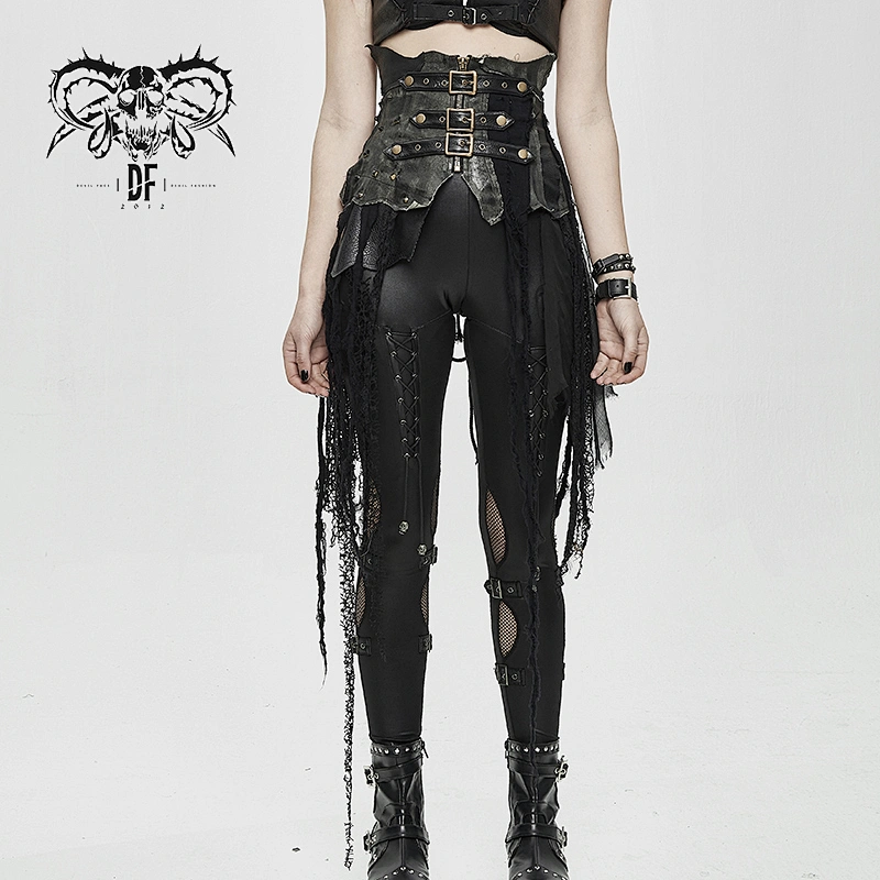 SKT105 steampunk retro leather corset nailed sexy women distressed half skirts with irregularly strips
