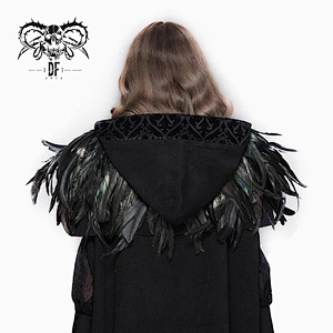 CA011 Devil fashion performance props unisex gorgeous Gothic lace up feathers cappa