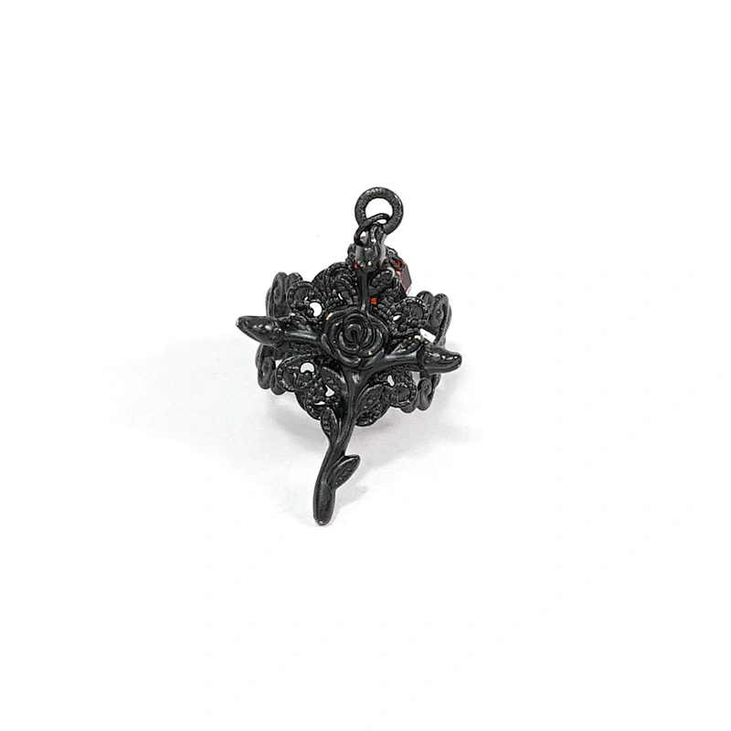 AS084 Devil Fashion rose cross shaped blood drop bead sexy women hollow out alloy gothic ring