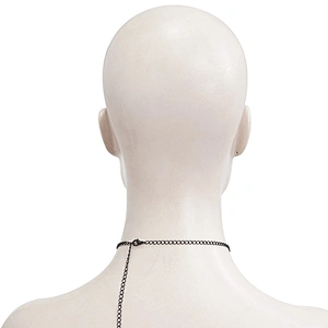 EAS012 daily life Eva lady bloody wine diamond vintage flower necklace with bead chains