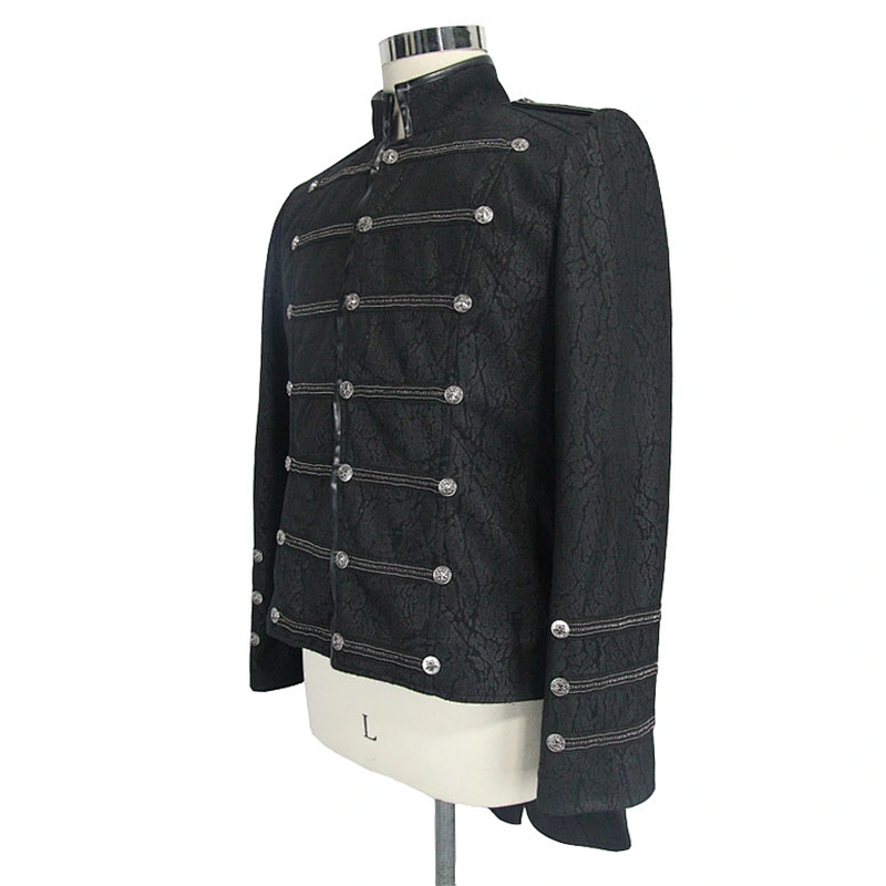 CT035 Floral patterned short front and long back military uniform men slim short jackets