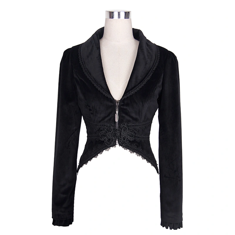 CT019 Devil fashion brand chinese frog palace women gothic lapel collar short lace swallow tailed coat