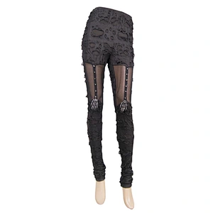 PT024 alternative fashion Gothic metal skull palms pendant broken holes sexy women mesh leggings