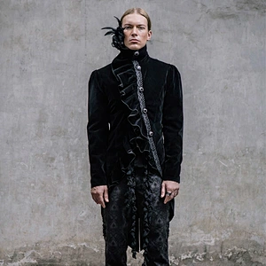 CT00801 Devil fashion court style velvet gothic party black men swallow tailed coats