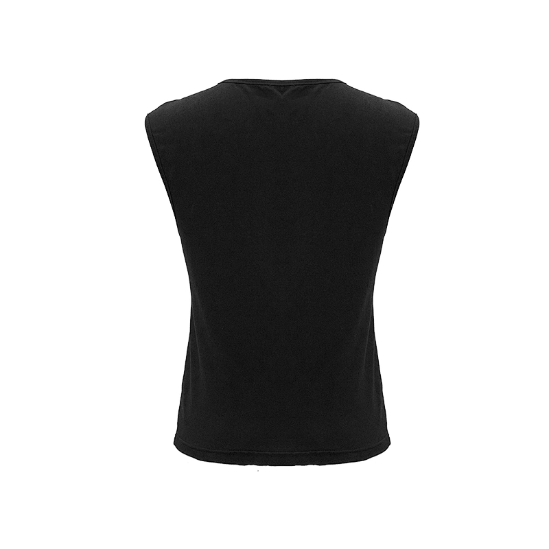 TT126 see through coarse grain woolen tied with rope cotton sleeveless laced up men vest