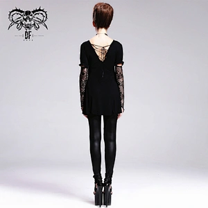 PT011 Devil fashion gothic party elastic waistband sexy ladies black lace leather leggings