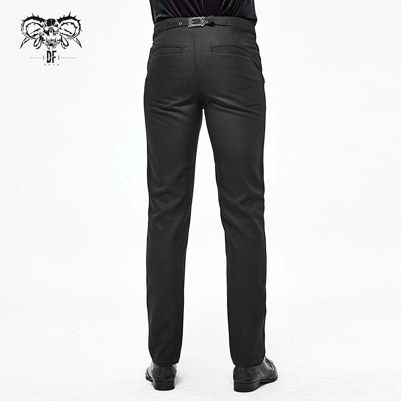 PT13901 Devil fashion Gothic wedding simple style floral braid black fitted men trousers