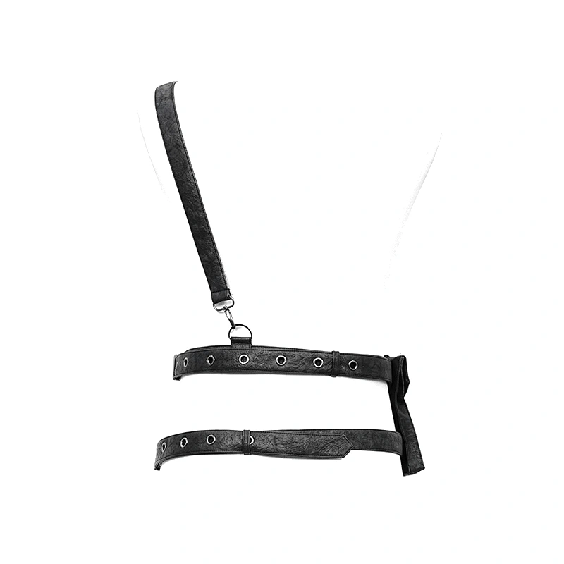 AS059 Devil fashion black men punk rock leather waistbag with straps