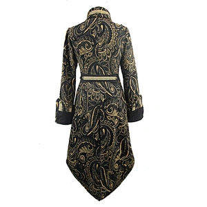 CT091 devill fashion Paisley jacquard folded cuff gold braid fake 2 pieces Pirate costume men long coats