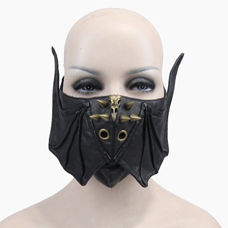MK016 Devil fashion designer gold bird headed bat shape women and men punk spiked leather mask