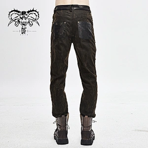 PT117 Devil fashion movie dirty hand painted brown wasteland punk ragged men trousers