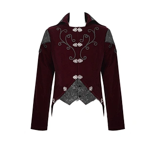 CT14002 western fashion retro button hand embroidered vampire floral Gothic patterned wine velvet men jacket