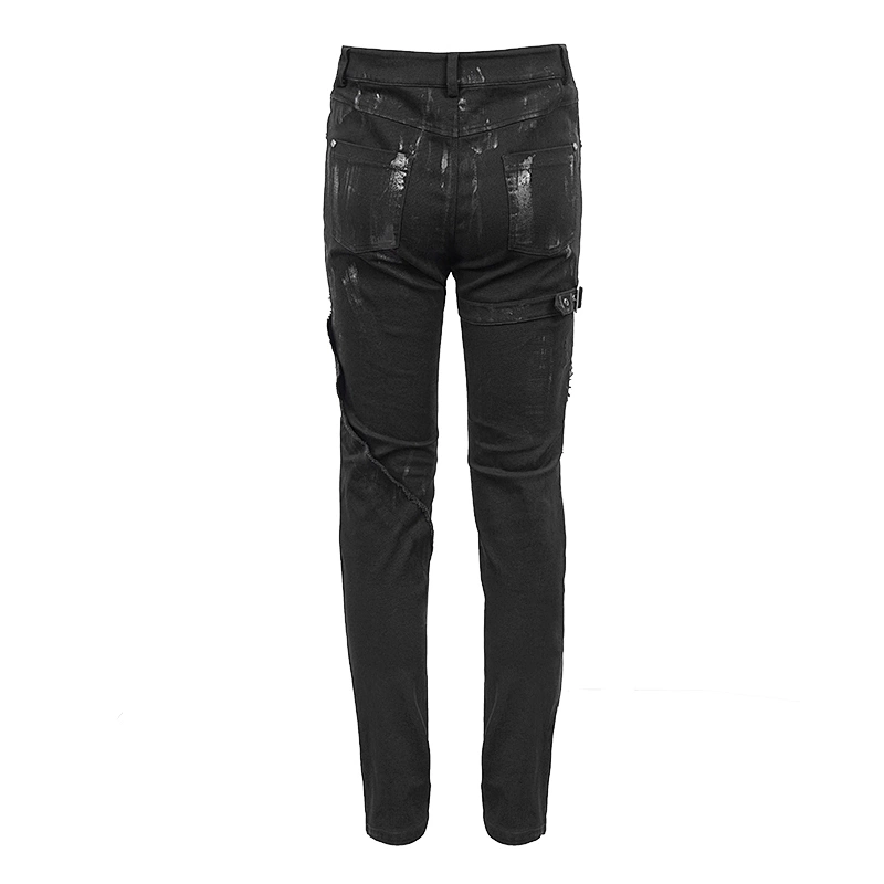 PT112 Devil fashion hand painted slim Punk mecha men bandage straight trousers