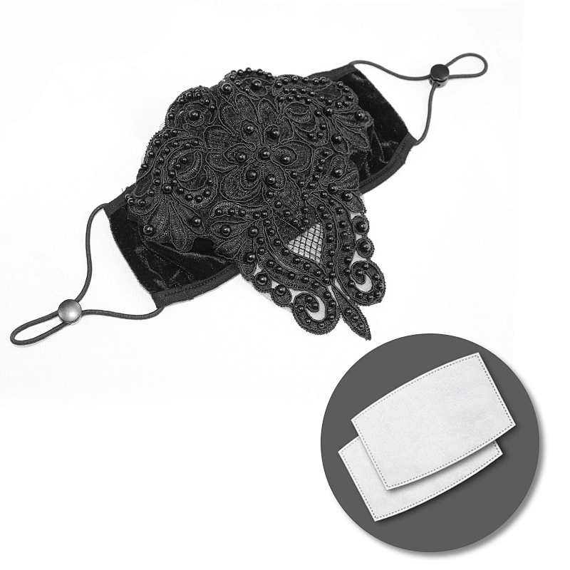 MK019 Devil fashion Carnival ornament Gothic sexy women lace beading velvet face mask