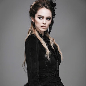 CT019 Devil fashion brand chinese frog palace women gothic lapel collar short lace swallow tailed coat