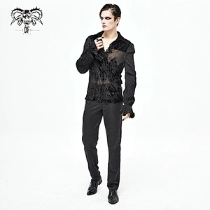 PT145 Devil fashion autumn Gothic men basic style jacquard patterned shiny black trousers