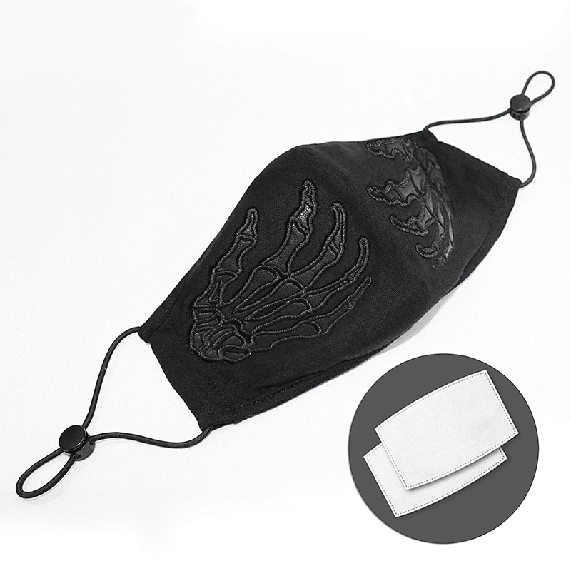 MK022 Devil fashion solid color pure cotton claw patterned leather embroidered punk men mask