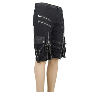 PT029 Devil fashion band everyday summer wear zipper decoration black punk rock men shorts