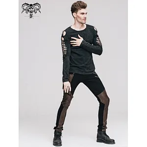 PT02102 Devil fashion daily life leather leg bag steampunk brown men straight trousers