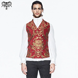 WT01303 western fashion golden and red gothic festival palace patterned flowers jacquard men waistcoat