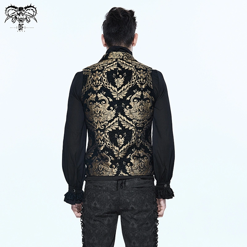 WT01301 devil fashion golden gothic dynasty palace big flower jacquard short men vest